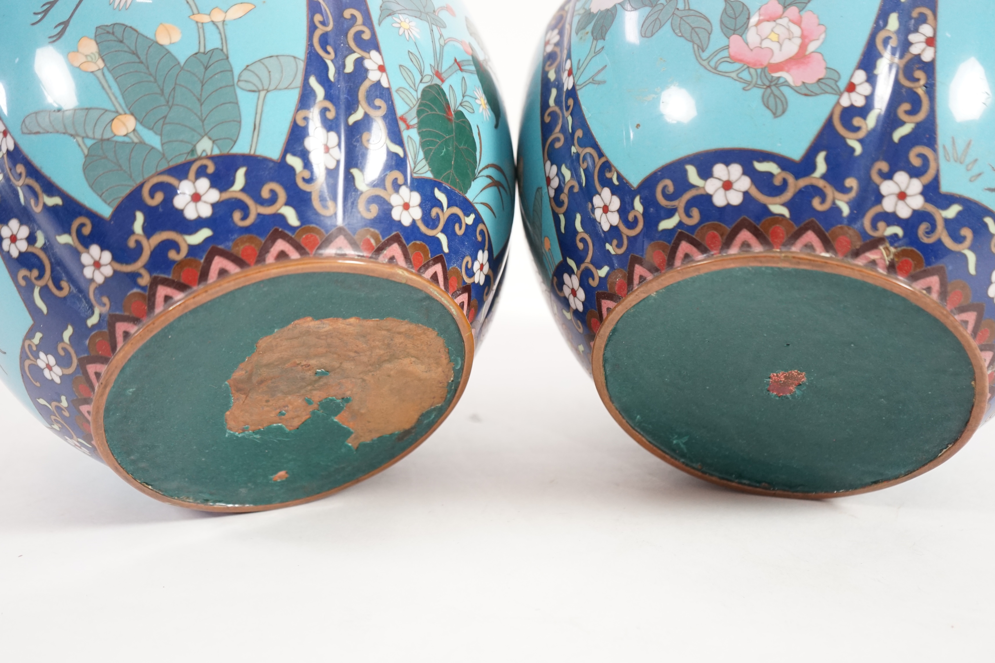 A pair of early 20th century Japanese cloisonné jardinieres